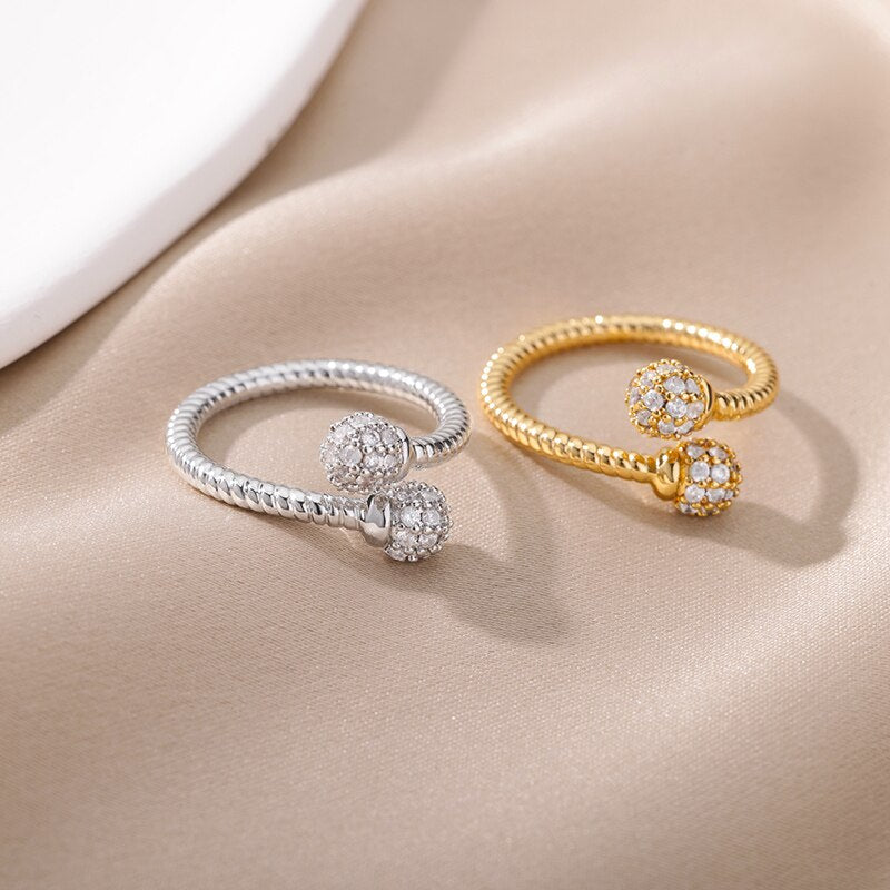 Spherical Zircon Rings for Women Stainless Steel Gold Color Finger Ring Femme 2023 Trend Wedding Aesthetic Jewelry anillos mujer