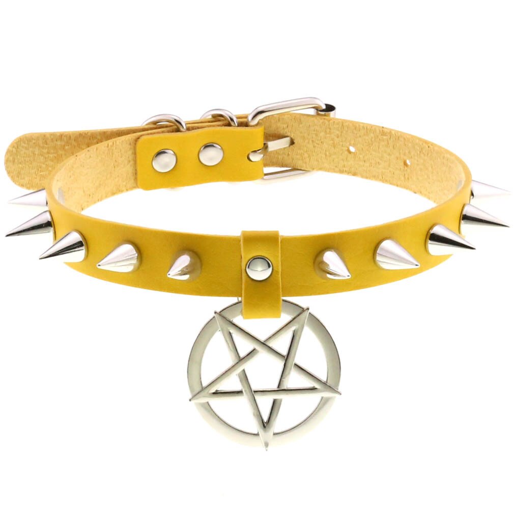 Spike Punk Choker Collar For Girl Goth Pentagram Necklace Emo Neck Strap Cosplay Chocker Gothic Accessories