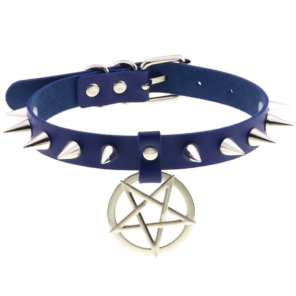 Spike Punk Choker Collar For Girl Goth Pentagram Necklace Emo Neck Strap Cosplay Chocker Gothic Accessories