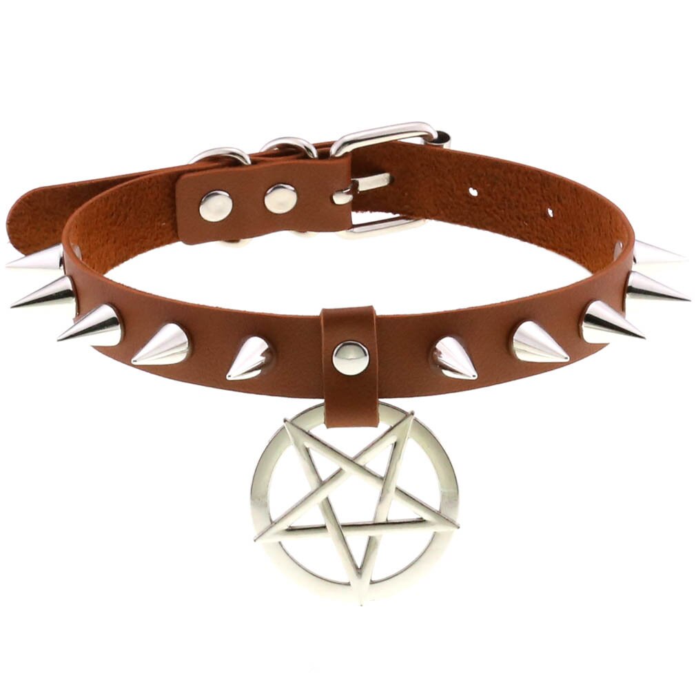 Spike Punk Choker Collar For Girl Goth Pentagram Necklace Emo Neck Strap Cosplay Chocker Gothic Accessories