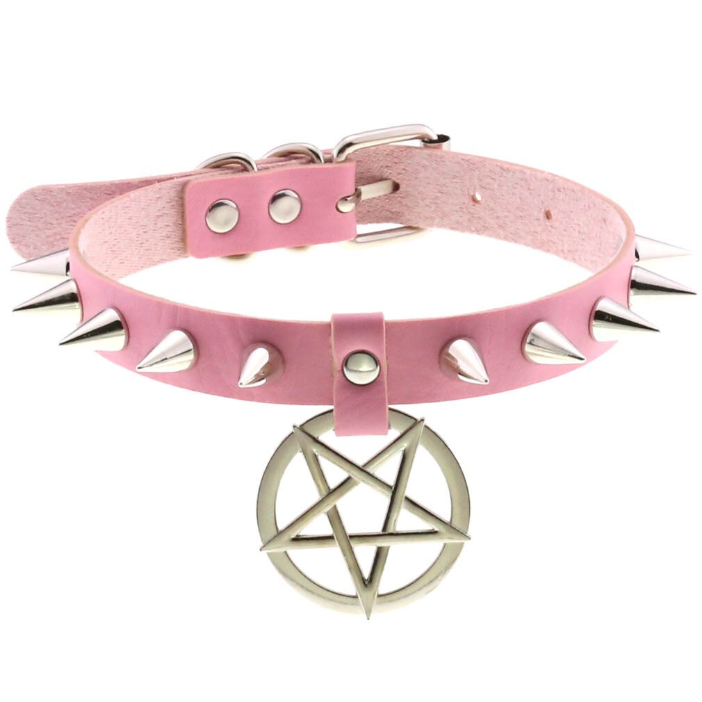 Pentagram Choker IZasky Goth Collar Spike Punk Necklace Emo Leather ...