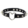 Spike Rivet Punk Necklaces Sexy Gothic Pu Leather Goth Heart Cross Choker Necklace on Neck Round Collar Necklace Women Jewelry