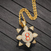 Spiked 8-Ball Pendant Trippie Redd Inspired Spike 8-ball Billiards Pendant Necklace With Tennis Chain Hip Hop Jewelry Men