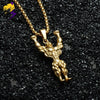 Sporty Strong Muscle Men Pendant Necklaces Stainless Steel Fitness Figure Gold Color Chains Hiphop Rock Roll Necklace Street Man