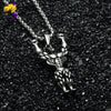 Sporty Strong Muscle Men Pendant Necklaces Stainless Steel Fitness Figure Gold Color Chains Hiphop Rock Roll Necklace Street Man