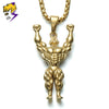 Sporty Strong Muscle Men Pendant Necklaces Stainless Steel Fitness Figure Gold Color Chains Hiphop Rock Roll Necklace Street Man