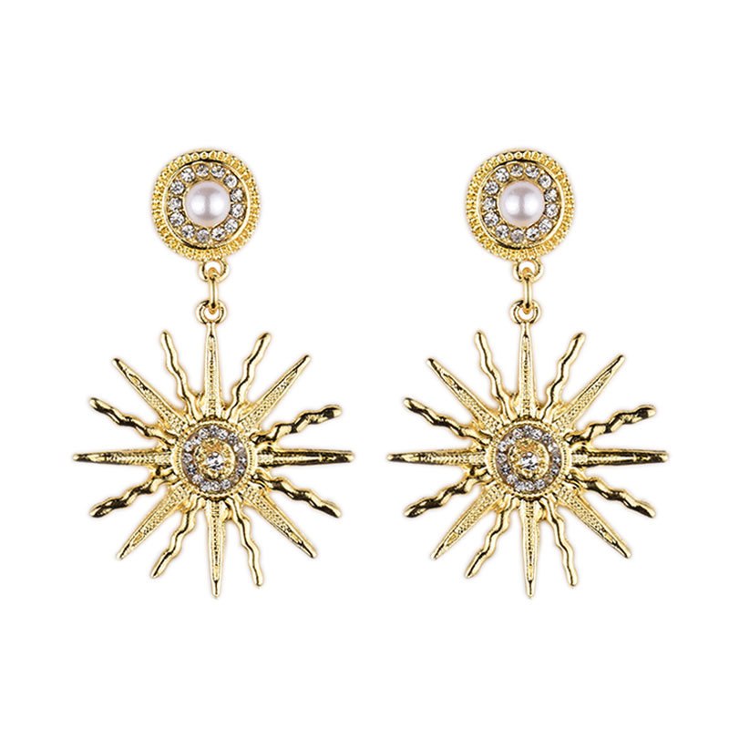 Spot new alloy inlaid pearl earrings Europe and the United States personalized earrings aliexpress best sellin