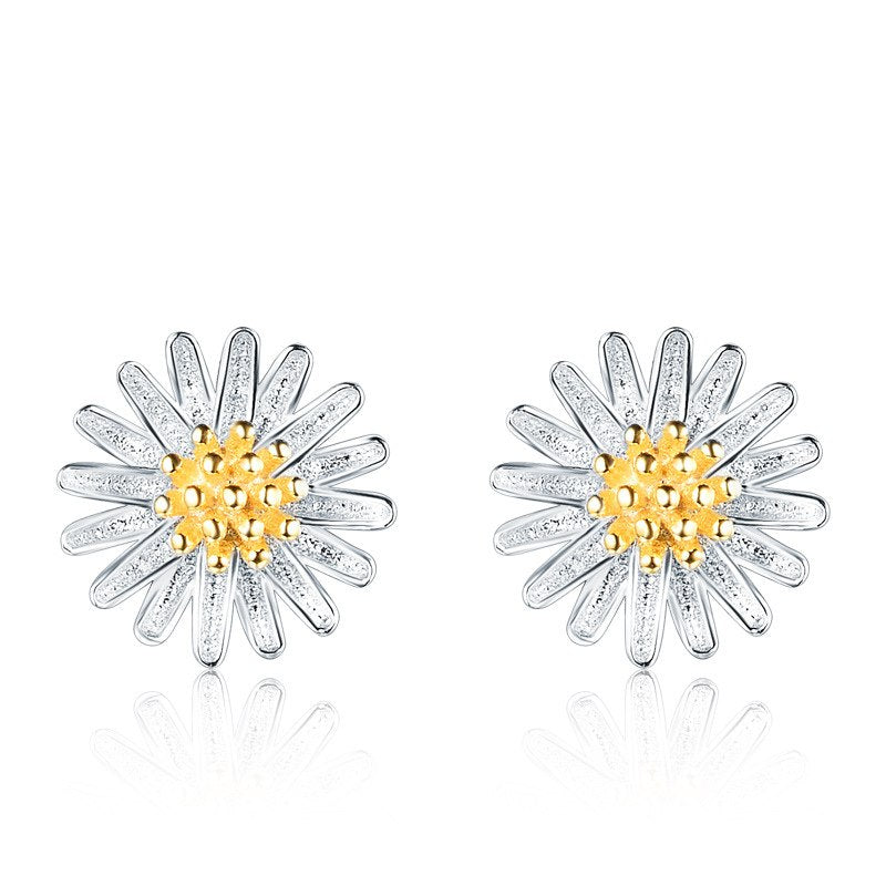Spring Collection 925 Sterling Silver Earrings Female Fresh Chrysanthemum Sun Flower Earrings Fashion Jewelry For Party