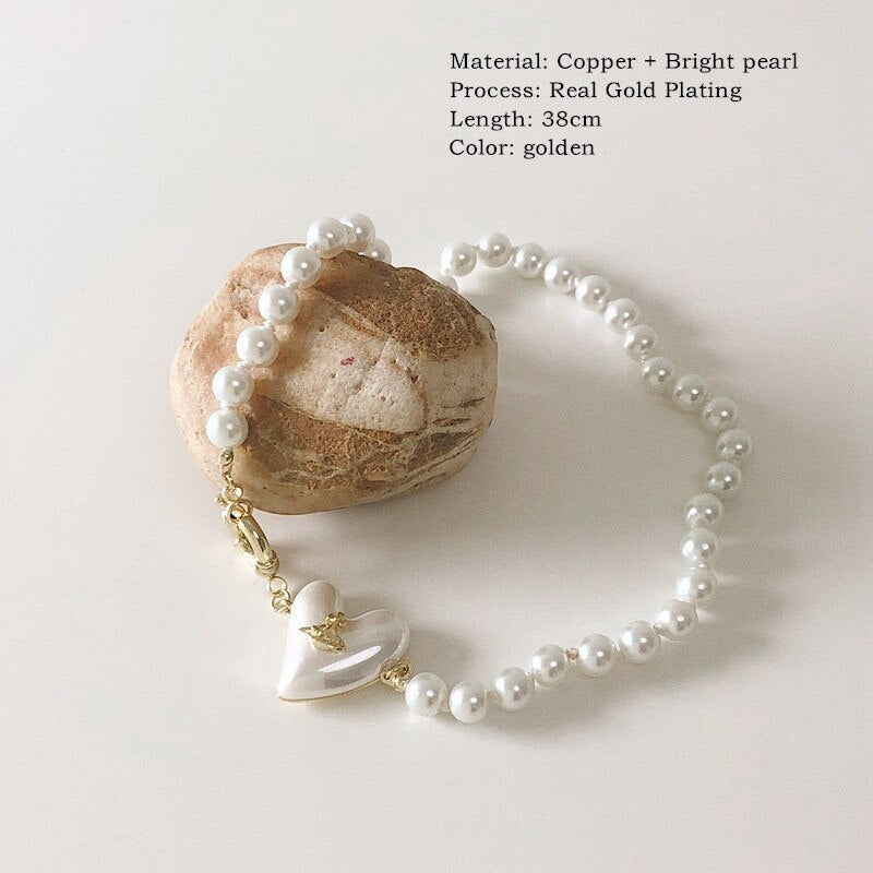 Spring Vintage Trend Love Pearl Planet Shape Women's Party Necklace Jewelry Clavicle Necklace Gift Hangzhi 2021