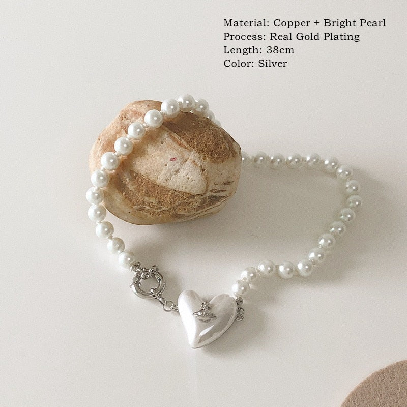 Spring Vintage Trend Love Pearl Planet Shape Women's Party Necklace Jewelry Clavicle Necklace Gift Hangzhi 2021