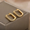 Square Circle Hoop Earrings For Women Stainless Steel Shiny Cubic Zircon Earring 2023 Trend Party Jewelry Couple Gift brinco