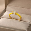 Square Cubic Zircon Rings For Women Colorful Zircon Enamel Adjustable Open Female Finger Ring Party Jewelry Gift Bijoux Femme