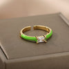 Square Cubic Zircon Rings For Women Colorful Zircon Enamel Adjustable Open Female Finger Ring Party Jewelry Gift Bijoux Femme