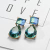 Square Drop-Shaped Bohemian Crystal Inlaid Pendant Earrings Women's Earrings Metal Pendant Accessories Party Jewelry