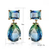 Square Drop-Shaped Bohemian Crystal Inlaid Pendant Earrings Women's Earrings Metal Pendant Accessories Party Jewelry