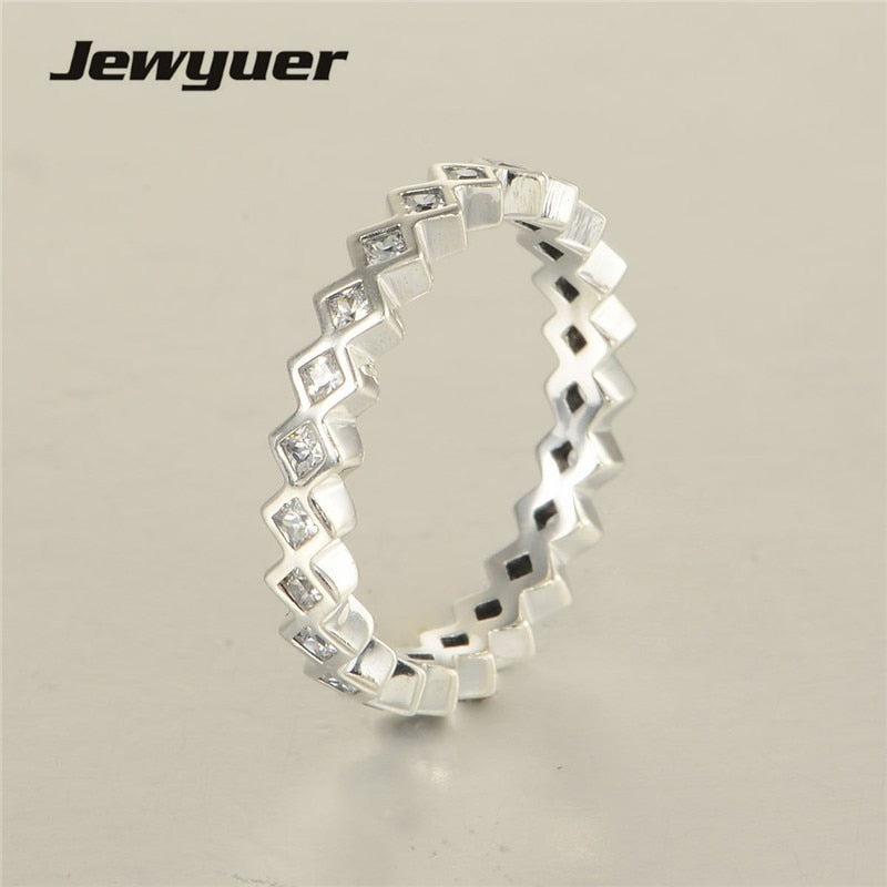 Square Eternity Ring 925 Sterling Silver fine Jewelry Rings For Women Engagement wedding Ring anillos   RIP020