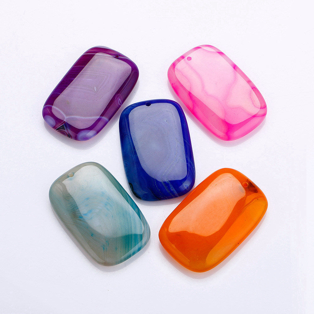 Square Purple Natural Gemstone 5 Colour Agate Blue Red Big Pendant Necklaces For Women Jewelry Make Maxi Colar Charm Collares
