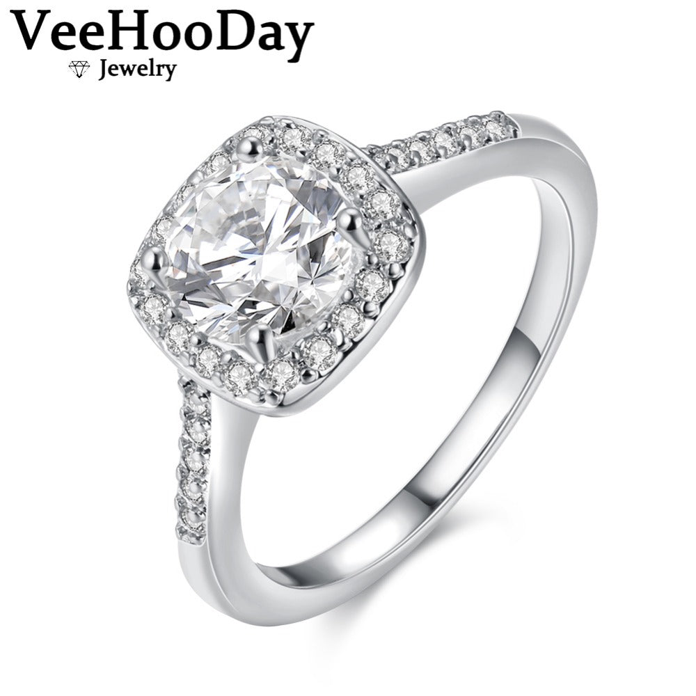 Square Rings for Women Elegant Wedding Ring Austrian Crystal Ladies Engagement Girls Jewelry Silver/Rose Gold/Gold Color