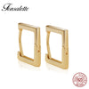 Square Simple Polished S925 Hoop Earrings Small Trendy Earrings Gold Color For Women Girls Gift Wholesale Brincos zk40