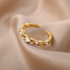 Square Zircon Imitation Pearl Rings for Women Open Adjustable Gold Color Stainless Steel Ring Aesthetic Wedding Jewerly anillos