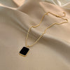 Square vintage pendant necklace ladies sweater chain jewelry party girl gift
