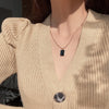 Square vintage pendant necklace ladies sweater chain jewelry party girl gift