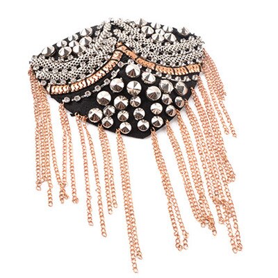 Stage nightclub hosted banquet shoulder jewelry epaulettes Retro personality small western assembled brooch tassel patch