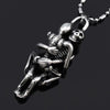 Stainless Double Skull Embrace Necklaces Pendant Chain Cross Necklace Mens Wild Black Alloy Necklaces Couples Jewelry