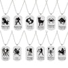 Stainless Steel 12 Horoscope Zodiac Sign Black Color Pendant Necklace Aries Leo   12 Constellation Jewelry