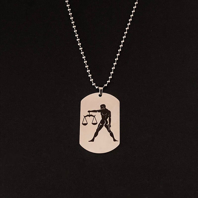 Stainless Steel 12 Horoscope Zodiac Sign Silver Color Pendant Necklace Aries Leo   12 Constellation Jewelry