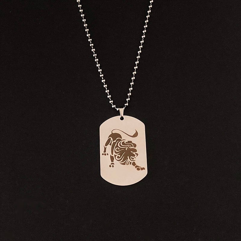 Stainless Steel 12 Horoscope Zodiac Sign Silver Color Pendant Necklace Aries Leo   12 Constellation Jewelry
