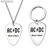 Stainless Steel AC DC Dial Necklace Rock Band Key Keys Guitar Titanium Steel Men's Punk Simple Instrument Guitar pick брелок key