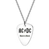 Stainless Steel AC DC Dial Necklace Rock Band Key Keys Guitar Titanium Steel Men's Punk Simple Instrument Guitar pick брелок key