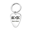 Stainless Steel AC DC Dial Necklace Rock Band Key Keys Guitar Titanium Steel Men's Punk Simple Instrument Guitar pick брелок key