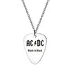 Stainless Steel AC DC Dial Necklace Rock Band Key Keys Guitar Titanium Steel Men's Punk Simple Instrument Guitar pick брелок key