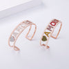 Stainless Steel AMORE Letter Open Cuff Bracelet Colorful Crystal Heart Rose Gold Bangle For Women Party Wedding Jewelry Gifts