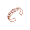 Stainless Steel AMORE Letter Open Cuff Bracelet Colorful Crystal Heart Rose Gold Bangle For Women Party Wedding Jewelry Gifts