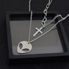 Stainless Steel Alien Cross Pendant Double Chain Long Necklaces For Women DJ Hip hop Street Necklace Men Jewelry Never Fade