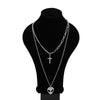 Stainless Steel Alien Cross Pendant Double Chain Long Necklaces For Women DJ Hip hop Street Necklace Men Jewelry Never Fade