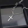 Stainless Steel Alien Cross Pendant Double Chain Long Necklaces For Women DJ Hip hop Street Necklace Men Jewelry Never Fade