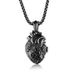 Stainless Steel Anatomical Heart Human Organ Pendant Necklace Gothic Punk Jewelry for Men Women