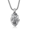 Stainless Steel Anatomical Heart Human Organ Pendant Necklace Gothic Punk Jewelry for Men Women
