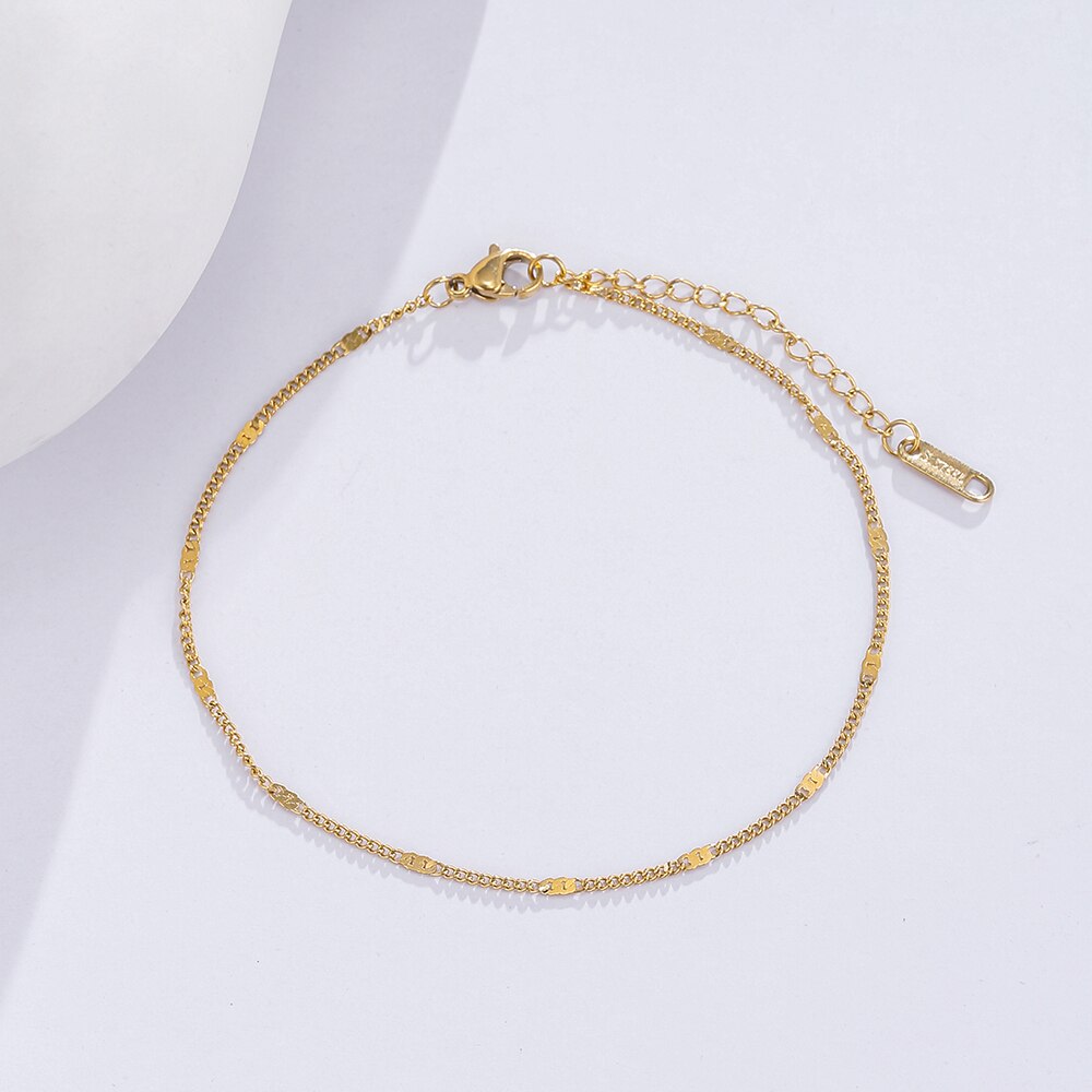 Stainless Steel Anklet For Women Gold Color Round Chain Anklet Leg Bracelets on the leg Jewelry Women Accessories, 1 Piece