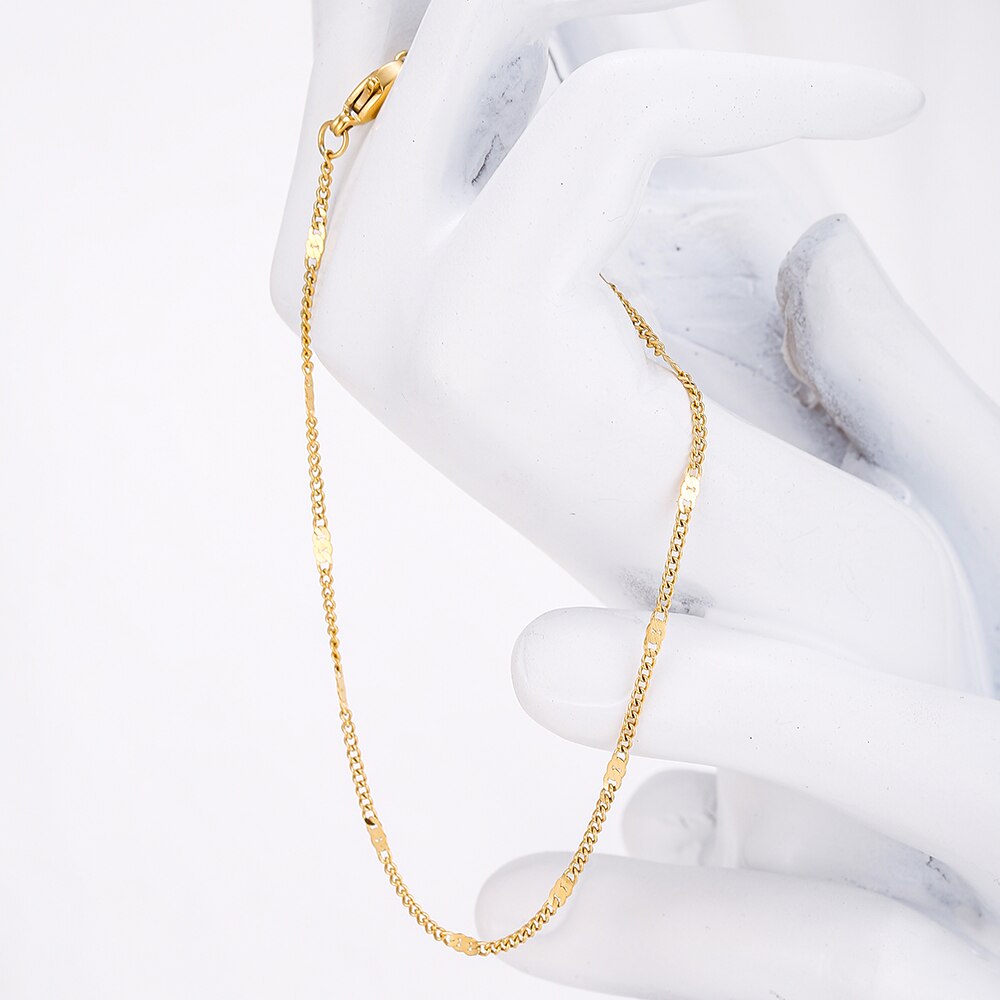 Stainless Steel Anklet For Women Gold Color Round Chain Anklet Leg Bracelets on the leg Jewelry Women Accessories, 1 Piece