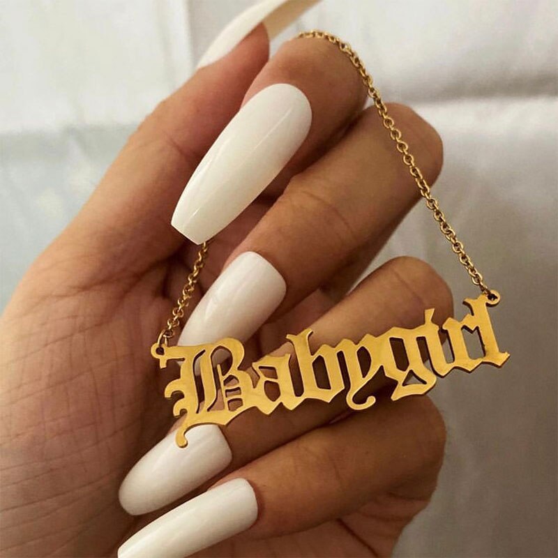 Stainless Steel Babygirl Angel Baby Charm Necklace For Women Gold Color Princess Pendant Necklaces Collar Boho Jewelry