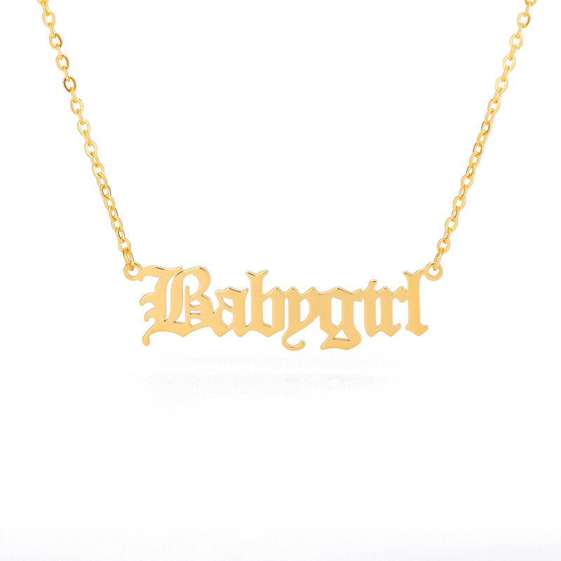 Stainless Steel Babygirl Angel Baby Charm Necklace For Women Gold Color Princess Pendant Necklaces Collar Boho Jewelry