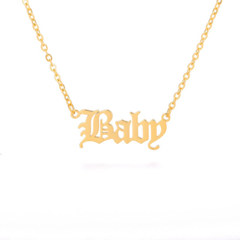 Stainless Steel Babygirl Angel Baby Charm Necklace For Women Gold Color Princess Pendant Necklaces Collar Boho Jewelry