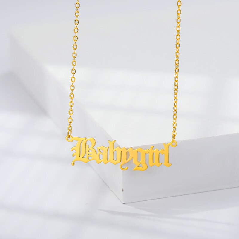 Stainless Steel Babygirl Angel Baby Charm Necklace For Women Gold Color Princess Pendant Necklaces Collar Boho Jewelry