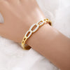 Stainless Steel Bangle For Woman 16K Gold Cuff Bracelet 2022 Trend Jewelry Accessories CZ Crystal Link Charm, Bracelet