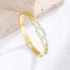Stainless Steel Bangle For Woman 16K Gold Cuff Bracelet 2022 Trend Jewelry Accessories CZ Crystal Link Charm, Bracelet